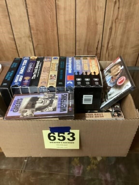Box lot of John Wayne movies VHS 1 DVD