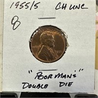 1955/5 WHEAT PENNY CENT POOR MANS DOUBLE DIE