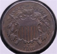 1870 CHOICE BU TWO CENT PIECE PQ
