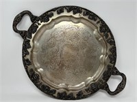 Silverplate Handled Tray Grape Motif