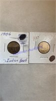1905 & 1906 Indian head pennies