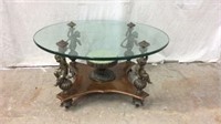 Glass Top Coffee Table W/ Ornate Angel Base R