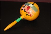A Wooden Hand Painted Mexico Ornament - Maraca