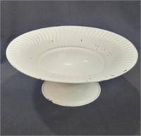 White Metal Pedestal Compote Bowl