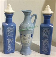 Vintage liquor decanters - milk glass with varying