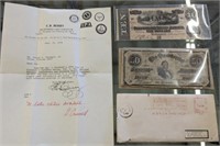 CONFEDERATE 50 AND 10$ BILLS WITH PAPERWORK