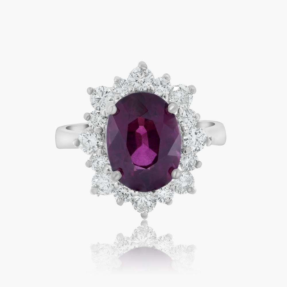 14K WHITE GOLD 4.20CT RHODOLITE GARNET 0.64CT DIAM