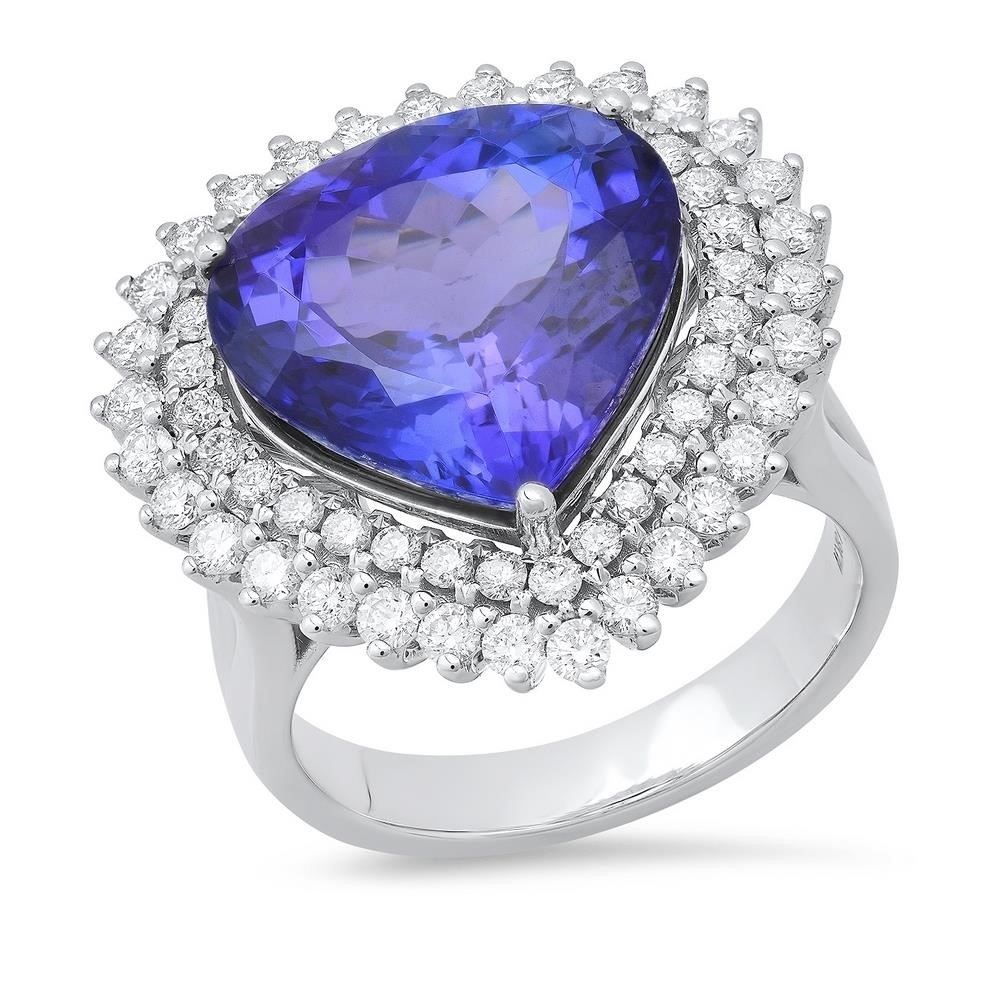 14K WHITE GOLD 4.00CT TANZANITE 2.00CT DIAMOND RIN