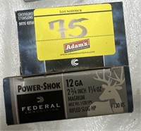 (2) FEDERAL POWER SHOK 12 GA, 3", MAGNUM, RIFLED