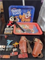Vtg Toy Blocks & Holsters/TV Trays Lot
