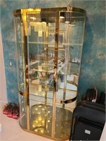 Glass & Brass Lighted Curio Cabinet. Dining Room