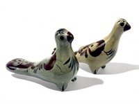 Pair of vintage Mexican ceramic bird figurines