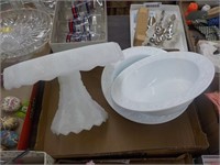 3 pc milk glass