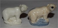 (2) Vtg Wade Whimsies Porcelain Polar Bear Figs