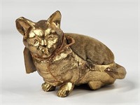 ANTIQUE CAST METAL CAT PIN CUSHION