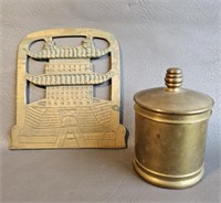 Small Brass Plaque & Tea Tin