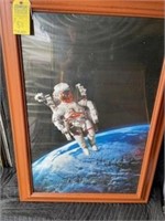 FRAMED COLOR PHOTOGRAPH - ASTRONAUT ON WALK ON MOO