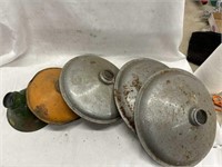 5 different sized vintage light covers
