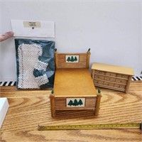 Dollhouse Bedroom set, Rustic Cabin with Bedding