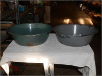 Vintage Graniteware Gray & Green Tubs