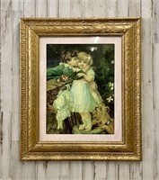 Vintage Gilt Framed "Over the Garden Wall" Print
