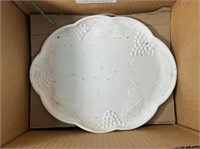 3 milk glass serving/dining plates with cup spots
