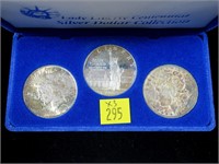 3- Lady Liberty silver dollar set: 1900, 1922,