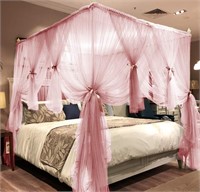($107)Joyreap 4 Corners Post Pink Canopy Bed