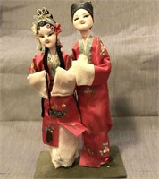 10" high Chinese wedding dolls on stand