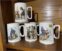 4 Norman Rockwell Collectible Mugs