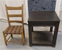 LADDER BACK CHAIR & END TABLE