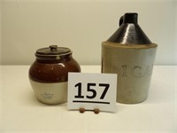 Covered Stoneware Pot & Jug