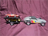 Nylint pressed steel Race team car & trailer.