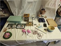 Dresser Box, Candle Holders, Collectibles