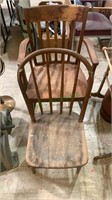 2 vintage wood chairs - one desk arm chair and