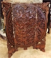 Oriental Carved Wood Privacy Screen, Ornate!