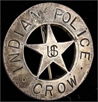 Crow Indian Police Badge Sterling