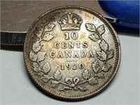 OF) 1920 Canada silver 10 cents