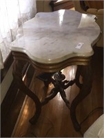 Antique Walnut Occasional Table Marble Top