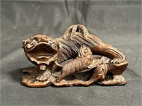 Vintage carved wood foo dog