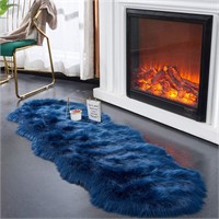 EasyJoy Ultra Soft Fur Rug (2x6 ft  Dark Blue)