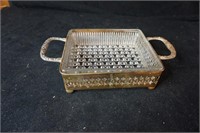 Depression Glass Dish in a 2 Handle Server