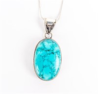 Jewelry Sterling Silver Turquoise Pendant Necklace