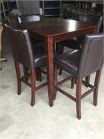 High Top Table W/ 4 Chairs, 42”T x 36”W x 36”D