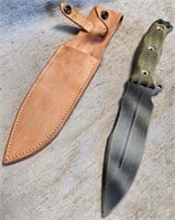 P - TACTICAL KNIFE W/ LEATHER SHEATH (F64)