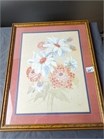 Flower Picture with Flowered Wooden Frame