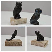 Siggy Puchta Bronze Sculptures + Greek Owl Figure