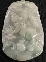 Chinese White jade pig carved pendant or medallion