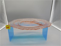 3 Sectional Pink Depression Glass Dish