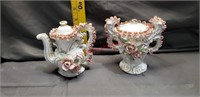 Vintage WALES JAPAN Porcelain Ornate Lacy Creamer